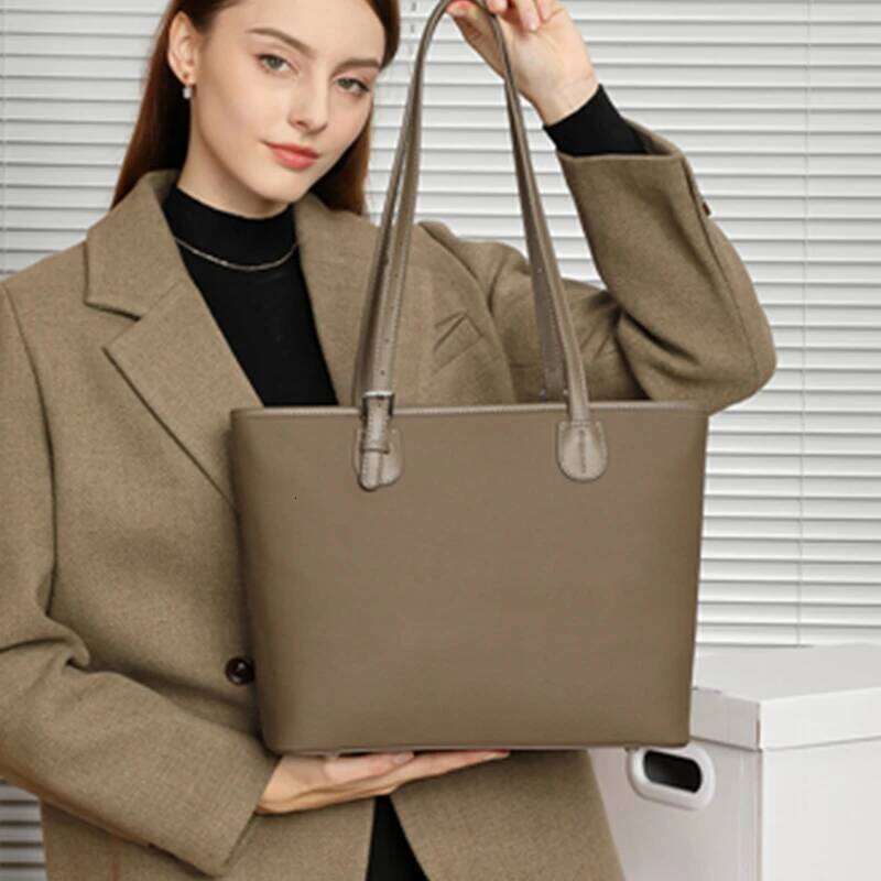 Burminsa Cowhide Genuine Leather Large Tote For Women 2025 Luxury Designer Shopping Shoulder Bags Big Work Ladies Handbags