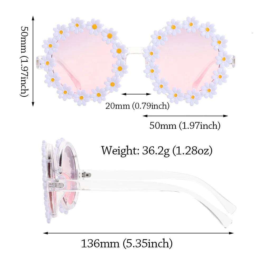 1Pc Retro Fashion Daisy Sunglasses Women Novel Round Frame Flower Sun Glasses Festival Party Disco Shades for Adults Kids H260130
