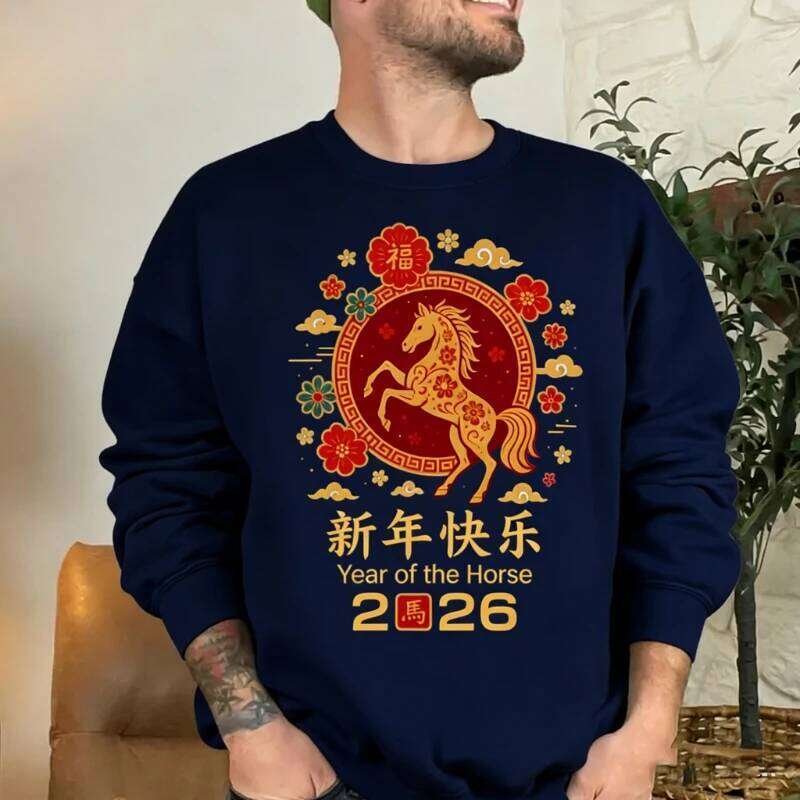 of the Horse Sublimation Chinese Design Lunar New Year Clipart Red Gold Zodiac Digital Download matching hoodies luanyun