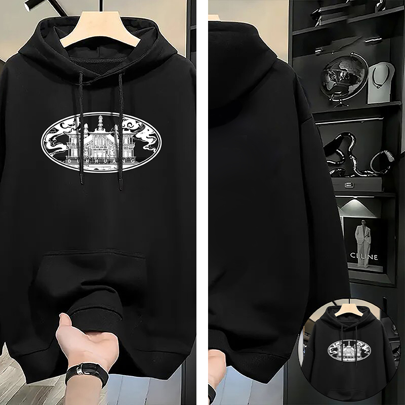 Women's Youth Fall-Spring Solid Color Hooded Sweatshirt - Loose-Fitting Fashion Pullover