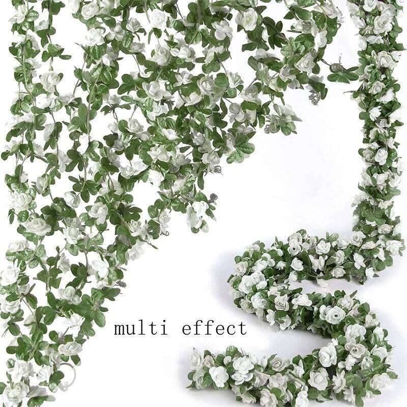 250CM Artificial Rose Rattan Vine - Wedding/Home Room/Autumn Garden/Outdoor Arch/Christmas Decor & DIY Fake Plants W260130