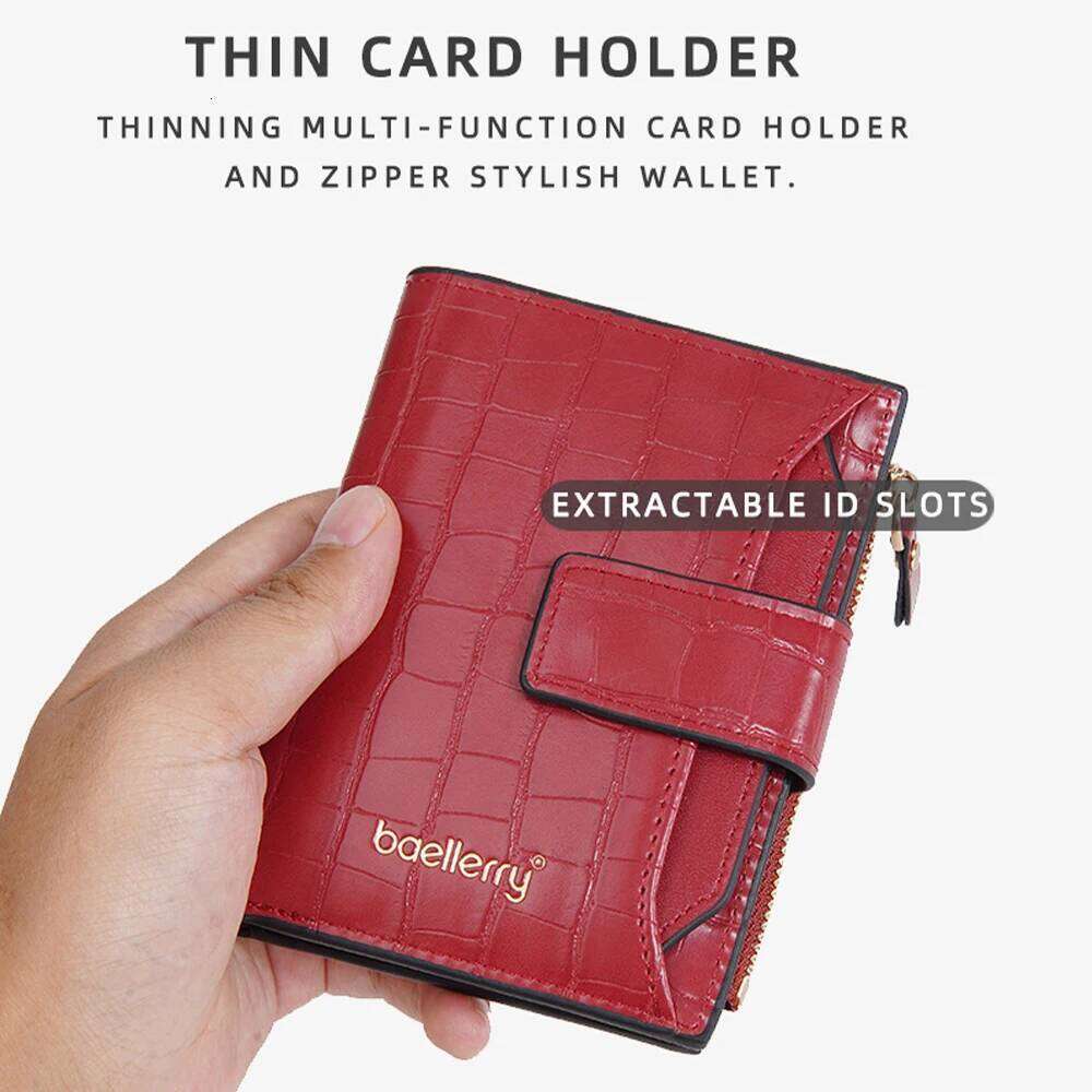 1Pcs Women's Short Zipper Wallet, Thin Card Holder with Pull-Out Id Window, Stylish Ultra-Thin Wallet for Daily Use Z260130