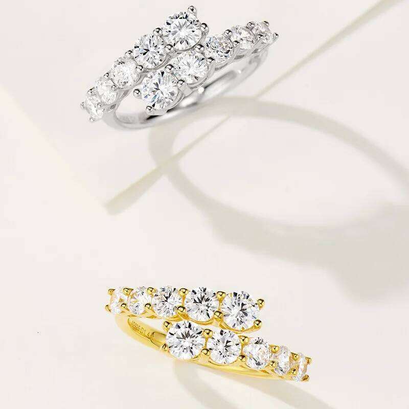 s925 sterling silver moissanite double round diamond open ring, suitable for daily wear, matching dresses, weddings, gifts XJ260130