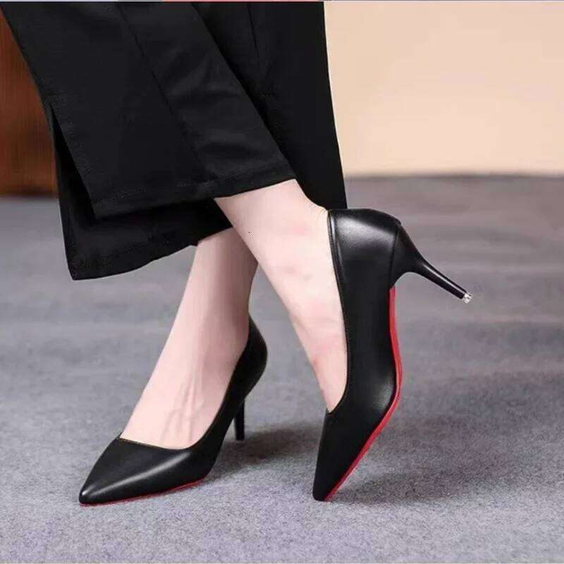 Sexy Red Bottom Classic Ladies Pumps Autumn Leather Dress Heel Shoes for Women Banquet Wedding High Heels