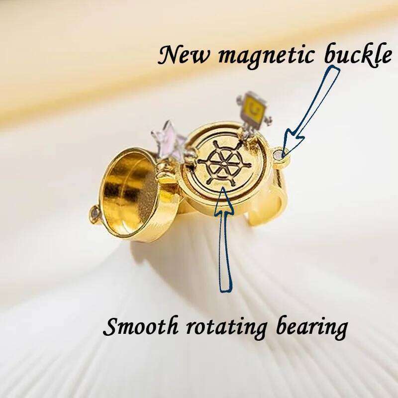 YILUOCD 2 Pcs Gold Color Spinner BFF Matching Rings Best Friend Open Rotate Ring Forever Friendship Cute Cartoon Anime Jewelry XJ260130