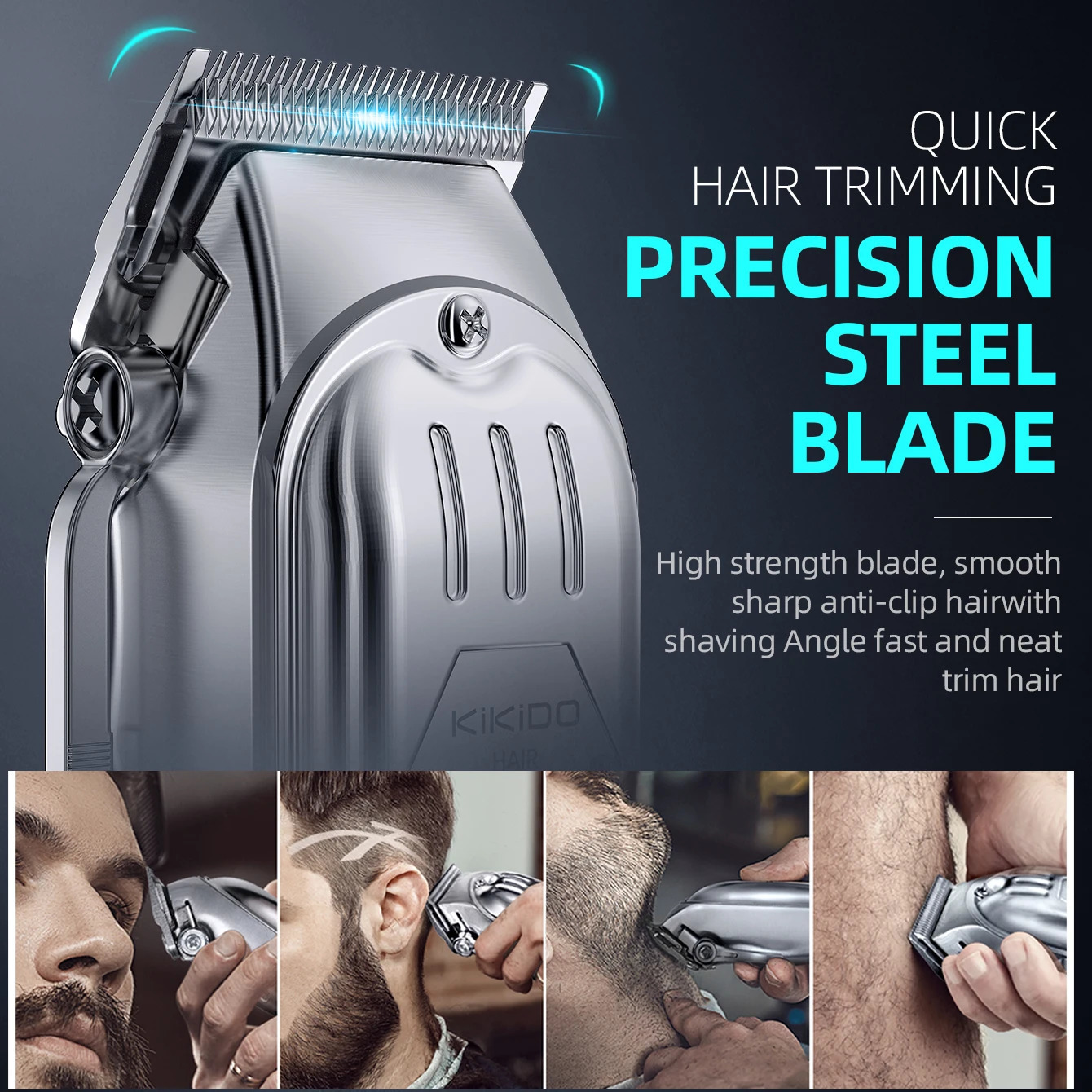 Professional Barber Men Electric Hair Trimmer 2000mAh Rechargeable Hair Clipper Adjustable Trimming Length Cordless Beard Shaver 260129