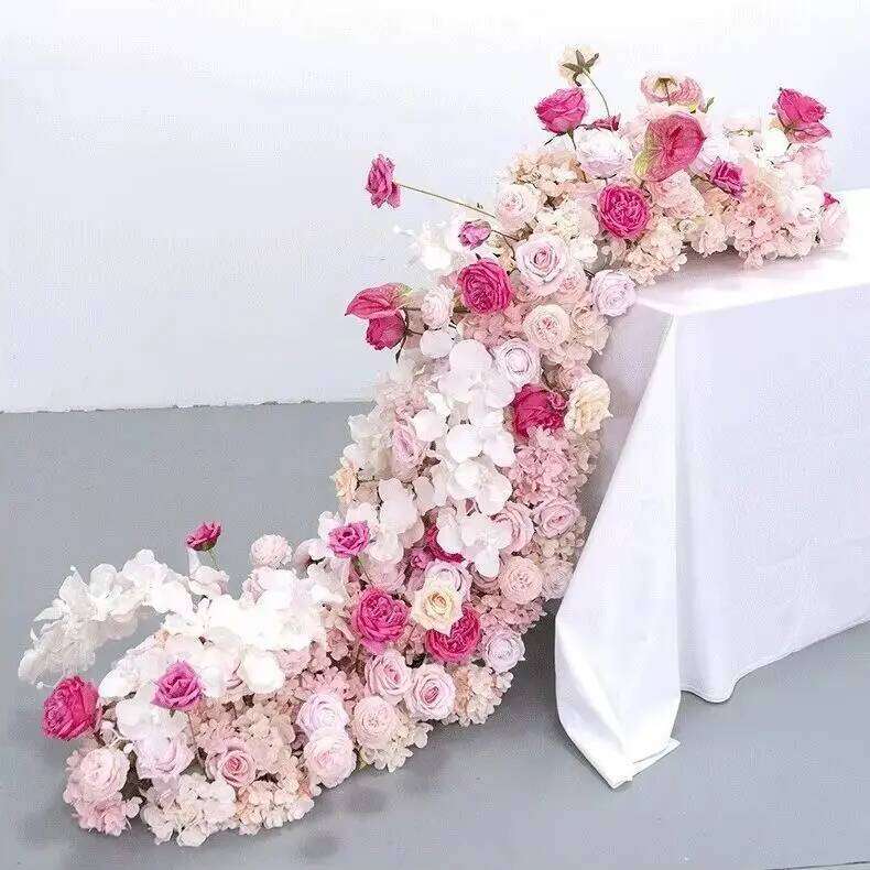 UFlower Artficial Row Runner Wedding Backdrop Arch Artificial Flower Table Arrangement Decor for Party Event Props W260130