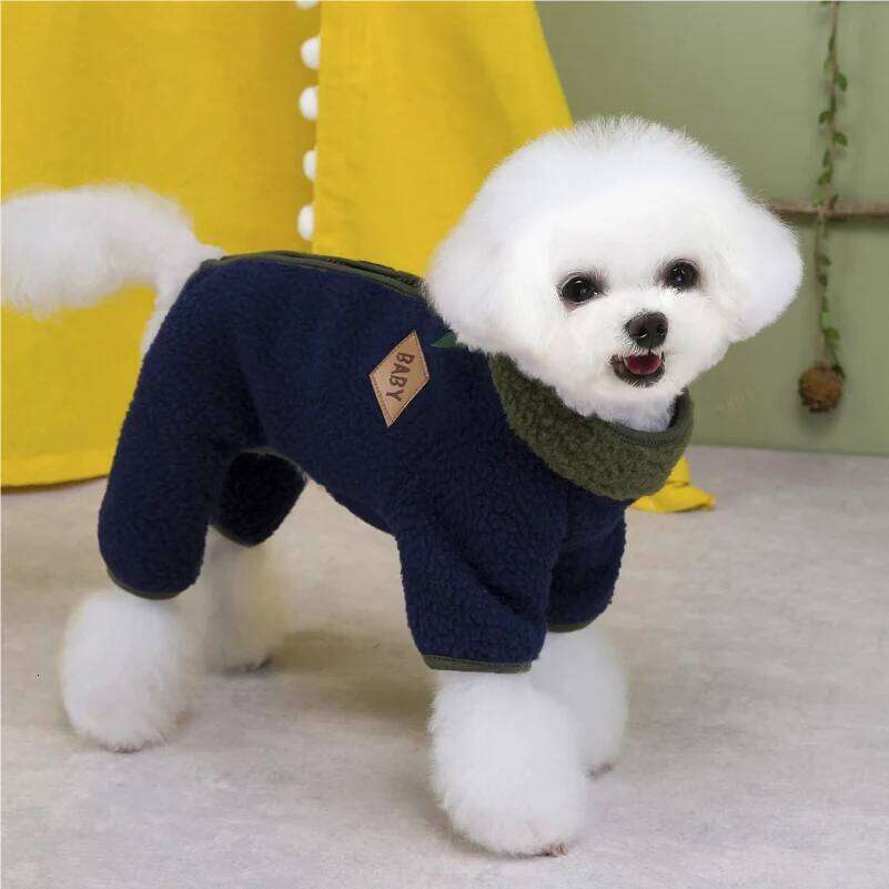 Dog four-legged teddy bichon Frise small dog pet clothes, autumn and winter clothes with fle H260130