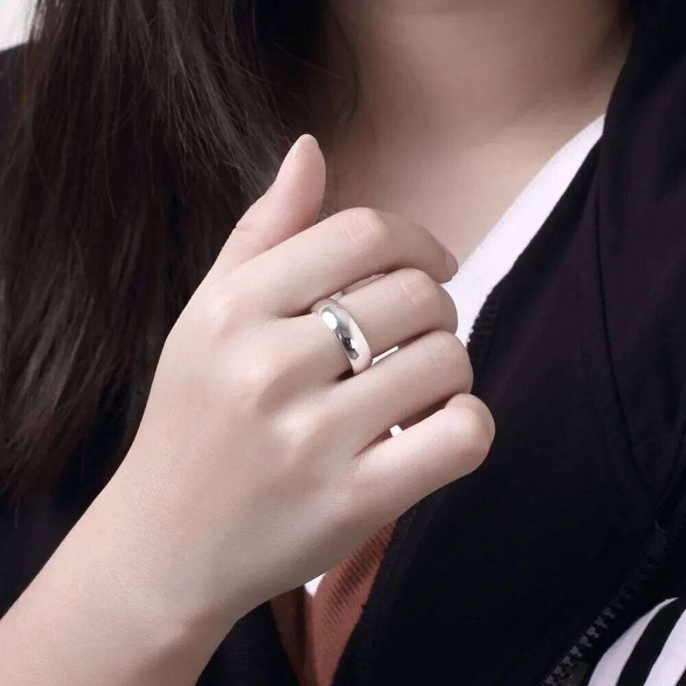 High Quality 925 Sterling Silver Fashion Simple Smooth Round Ring Party Jewelry for Women Size 5 6 7 8 9 10 11 XJ260130