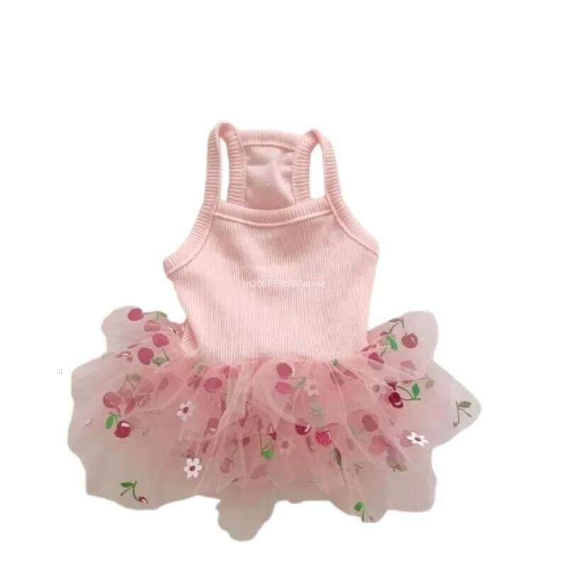 Cute Pets Dress Cherry Strawberry Print Clothes Suspender Skirt Chihuahua French Bulldog Cat Clothing Girls Dog Costume H260129