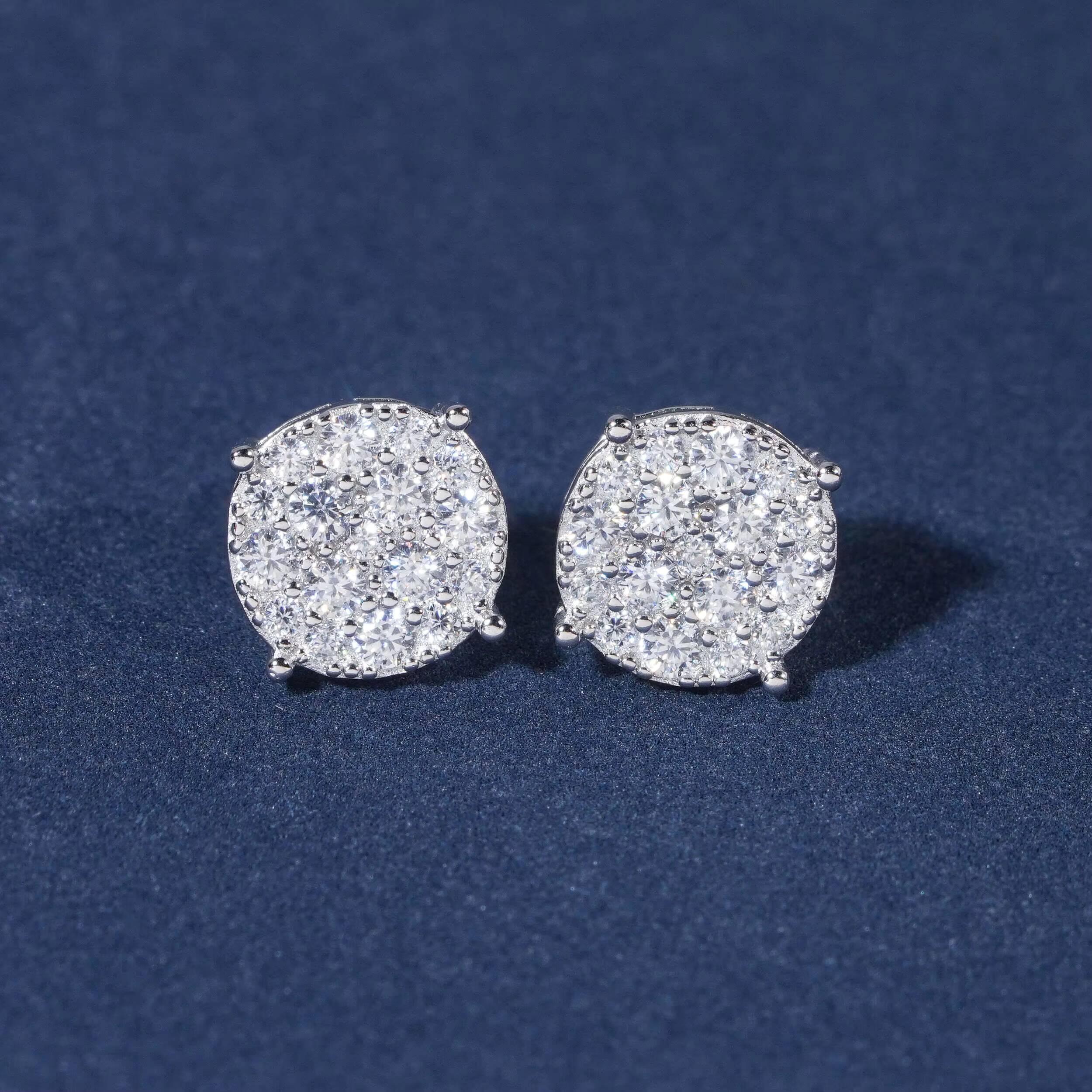 Men Style Hip Hop Fashion Stud Earring 925 Sterling Silver Jewelry VVS Moissanite Fully Iced Out Stud Earring