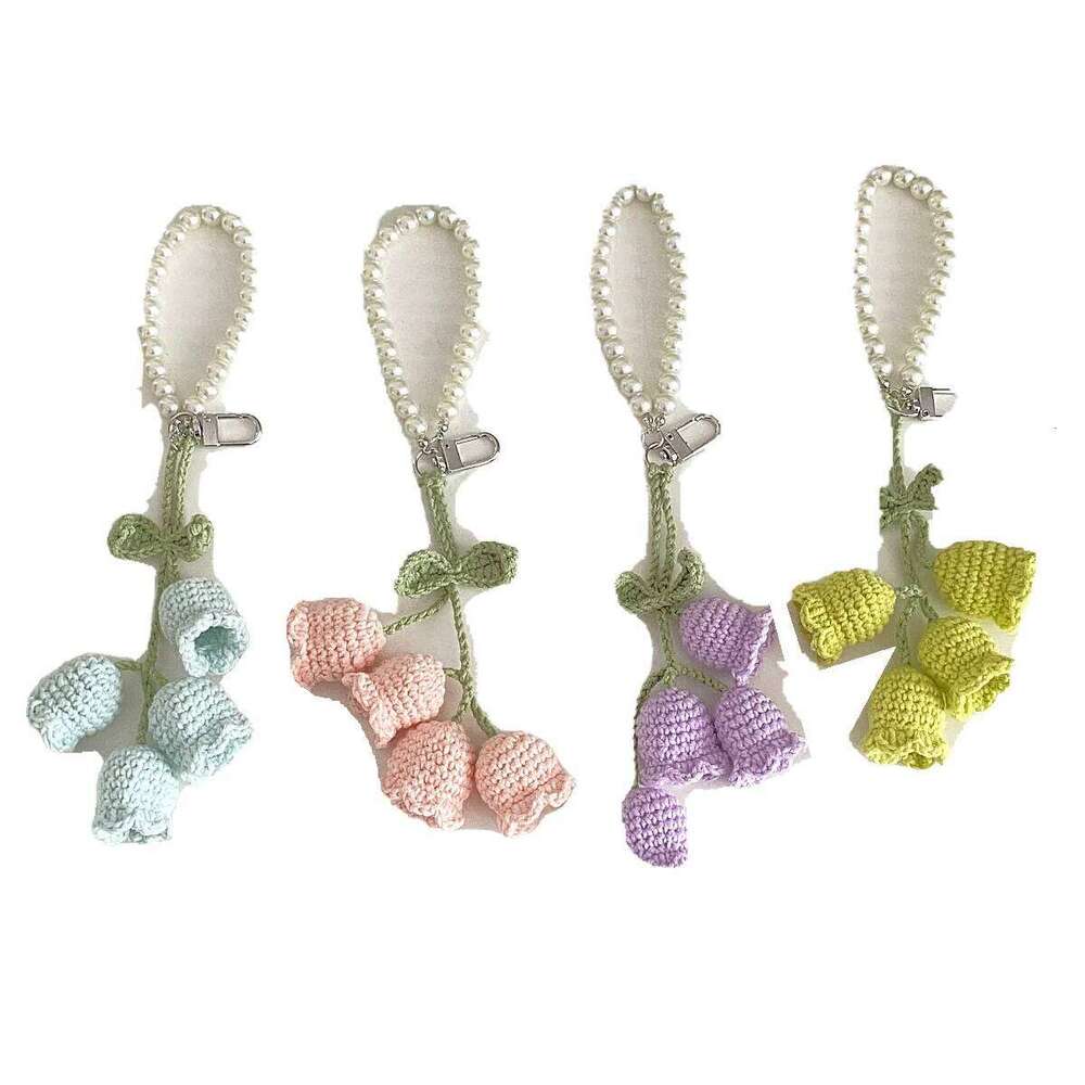 Pendants Creative Cute Pearl Knitted Orchid Flower Fashionable Versatile Bag Accessories Sweet Multifunctional Keychains Z260130