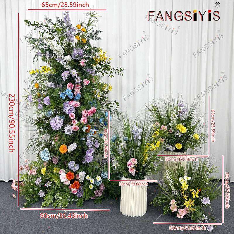 Colorful Rose Greenery Plant leaves Artificial Flower Arrangements For Wedding Backdrop KT Board Decor Table Event Flowers W260130