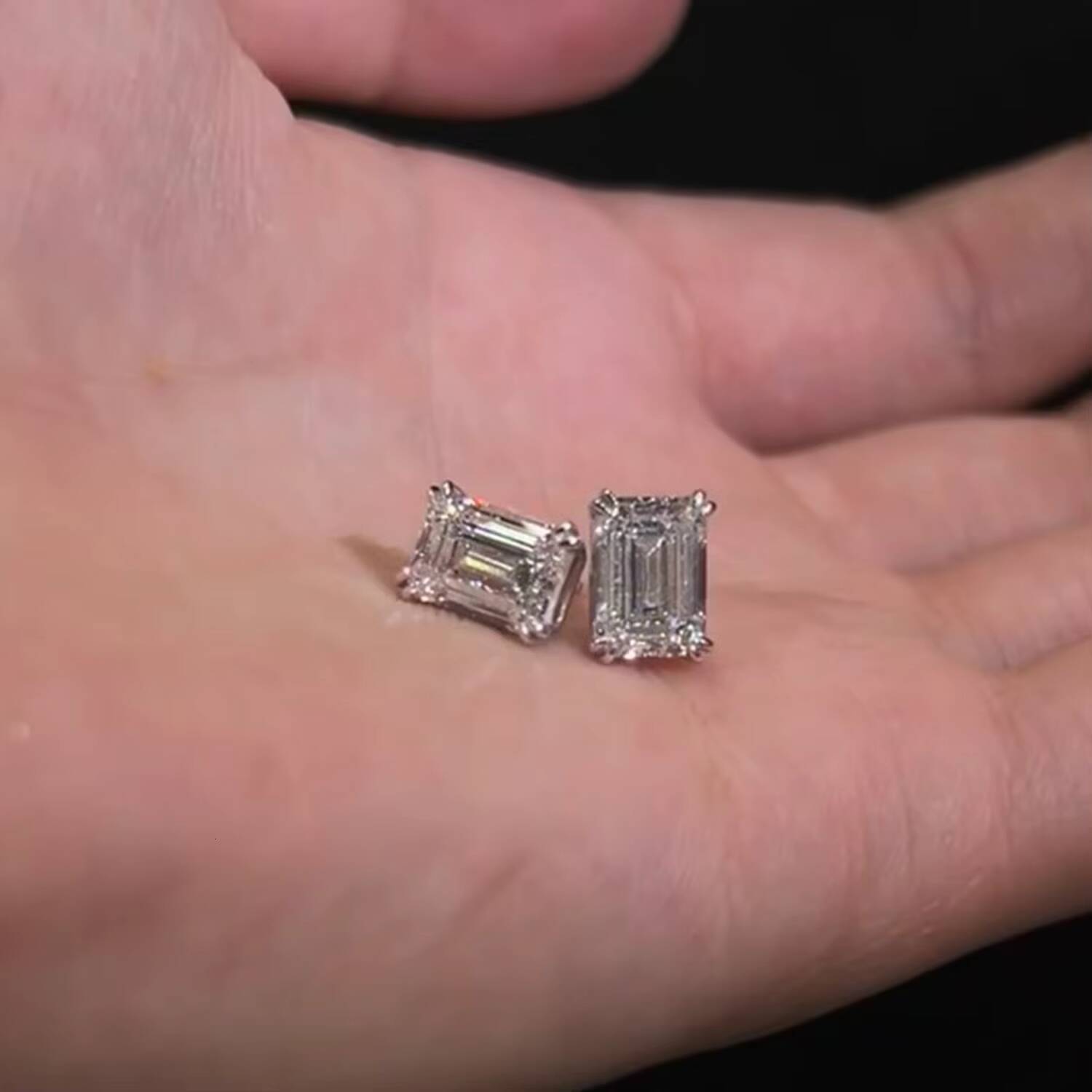 Emerald Lab Diamond Stud Earrings 1ct Each Prong Setting 14k Gold Hot Sale Daily Wear Jewelry