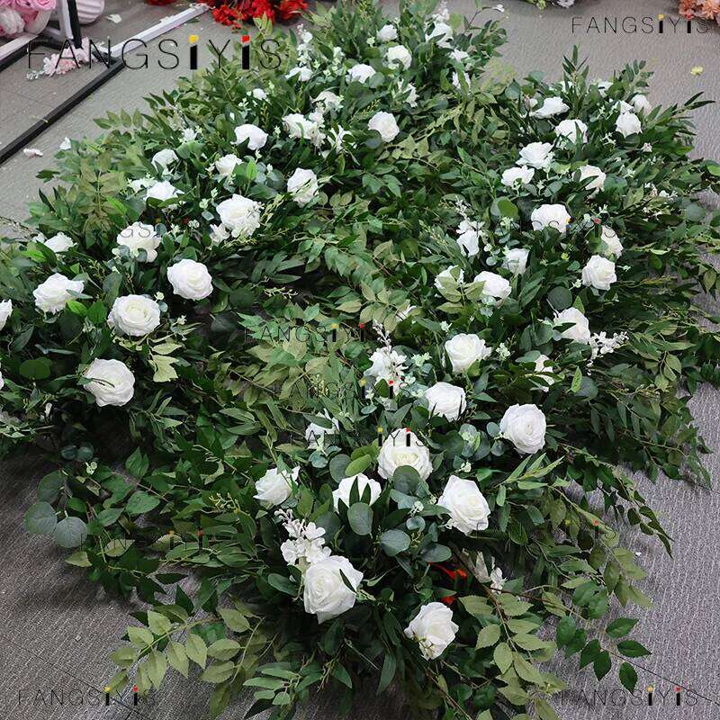 Rose eucalyptus leaves Road Lead Floor Artificial Row Wedding party Welcome Sign Centerpiece table Decor Flower Ball prop Y260130