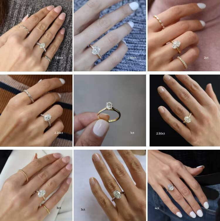 Customized 18k Solid Gold Oval Cut IGI Lab Grown Diamond Ring 1ct 2ct 3ct 5ct D VVS Oval Crushed Iced Cut Lab Grown Diamond Ring