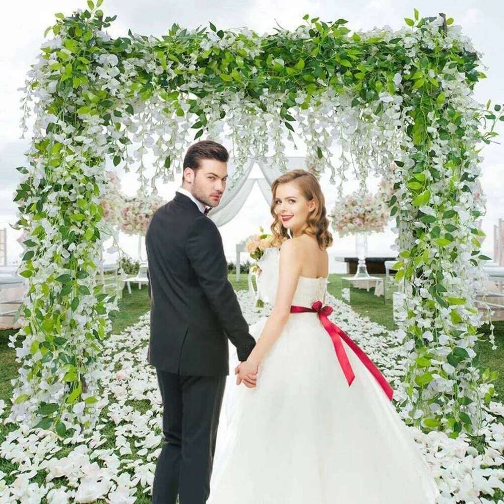 6/12PCS Artificial Wisteria Flowers 110cm Trailing String Ratta Thick Silk Vine Hanging Garland for Home Party Wedding Decora Y260130