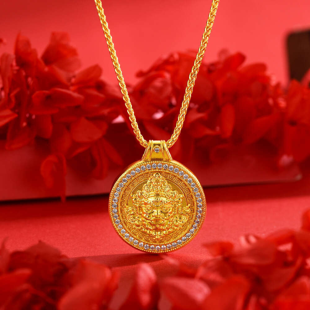 National Wei Xue Same Style Gourd Necklace for Women Rotatable Vajra Pendant Ancient Gold Non-Fading High-End Feel