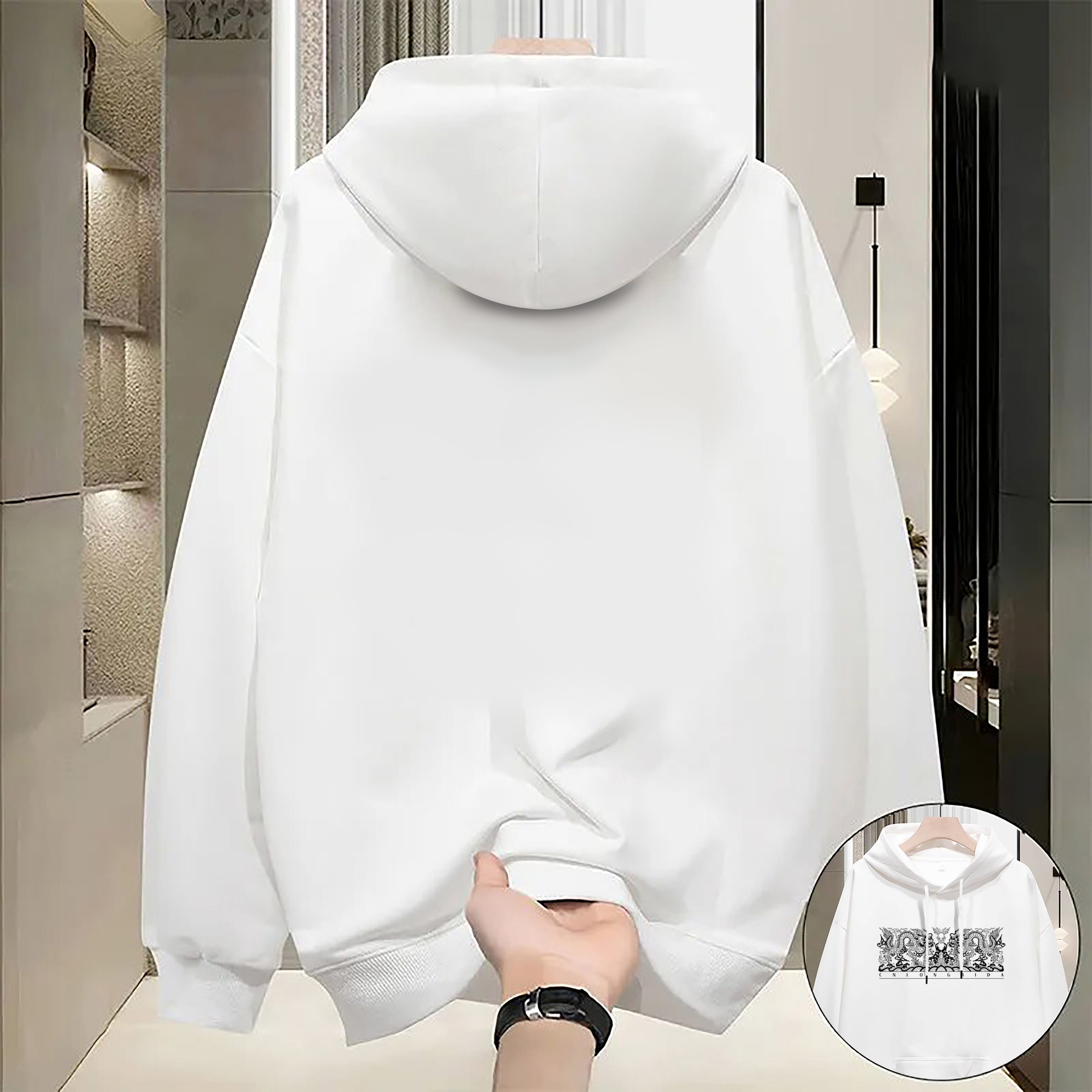 Women's Youth Fall-Spring Solid Color Hooded Sweatshirt - Loose-Fitting Fashion Pullover