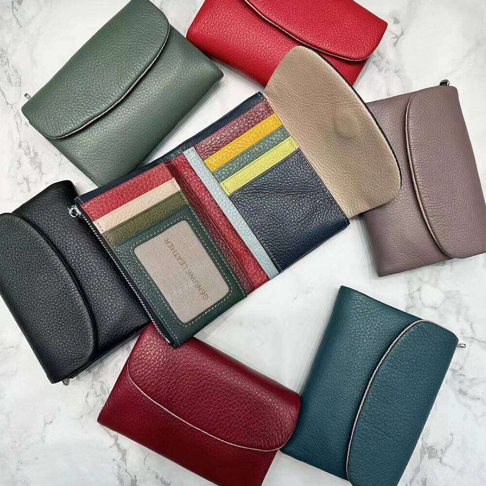 Women's Wallets Cowhide Fashion Short Wallet Soft Genuine Cow Leather Ladies Rainbow Coin Purse Bag ID Card Holders Purses Z260130
