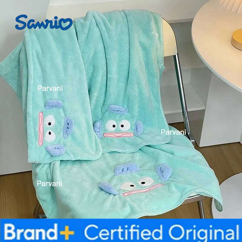 Sanrio Hangyodon Coral Velvet Women'S Cartoon Hair-Drying Cap Kawaii Bath Skirt Cute Towel Home Toiletries Gift Girl H260130