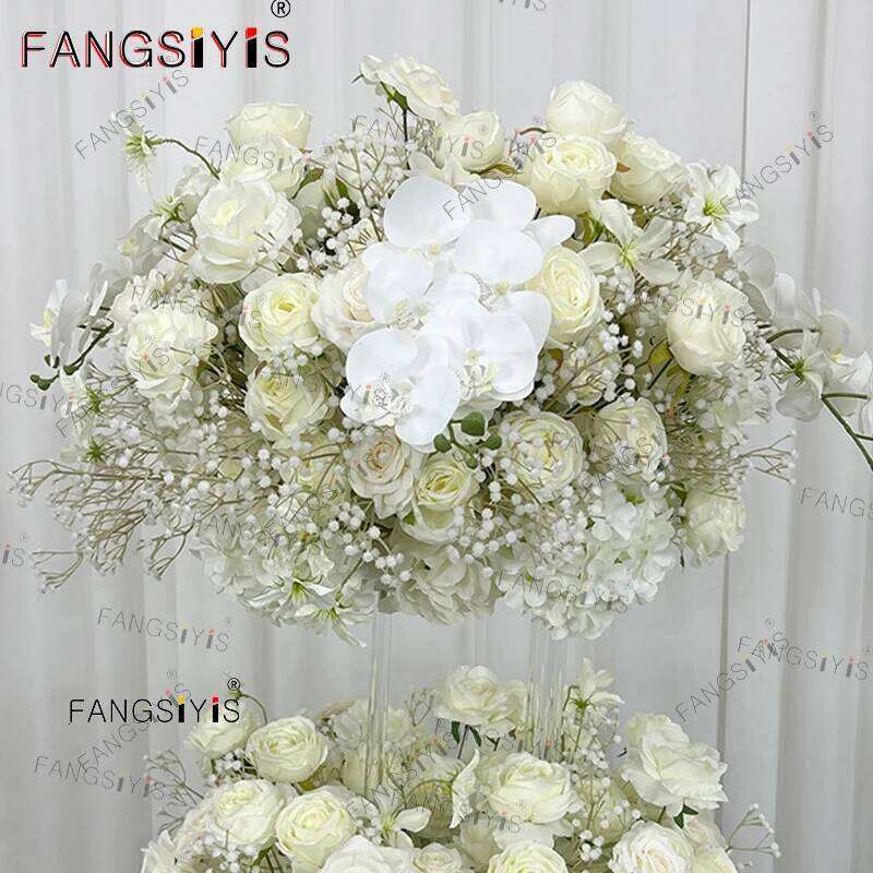 Artificial Rose BabyBreathing Fower Wedding Prop Decor Arch Arrangement Dining Table Runner Row Road Leading Flower Ball Y260130