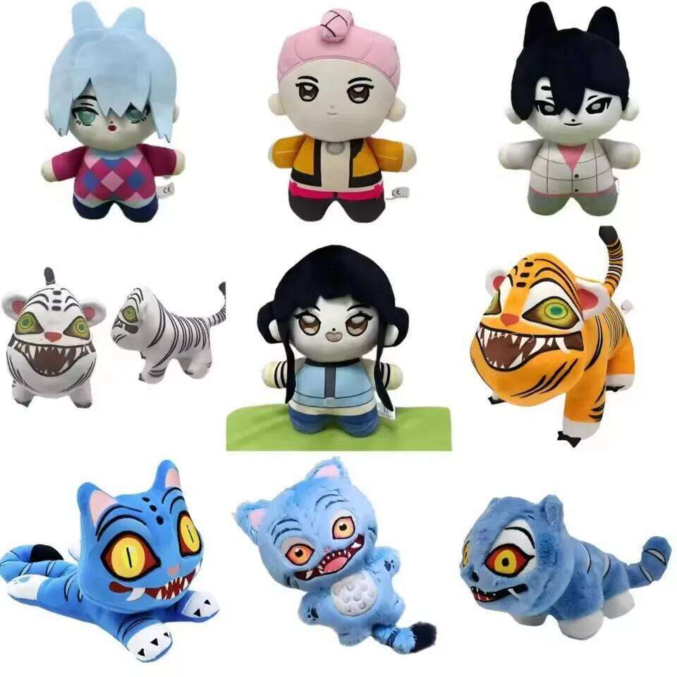Hot Anime Kpop Demons Hunters Plush Cute Purple Tiger Black Hat Magpie With 3 Eyes Monster Hunt Girl Group Stuffed For Fans Gift Y260128