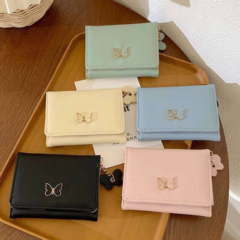 Bow Printed Purses Fashion Short Section Bag Women's Wallet PU Leather Zipper Coin Purse Solid Color Card Holders Ladies Hasp Z260130