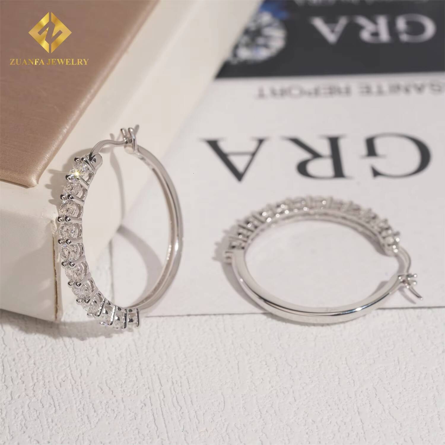 GRA Certificate 18K Gold Plated 925 Silver Big Hoop Iced Out Diamond Women Jewelry Hip Hop VVS Moissanite Hoop Earrings