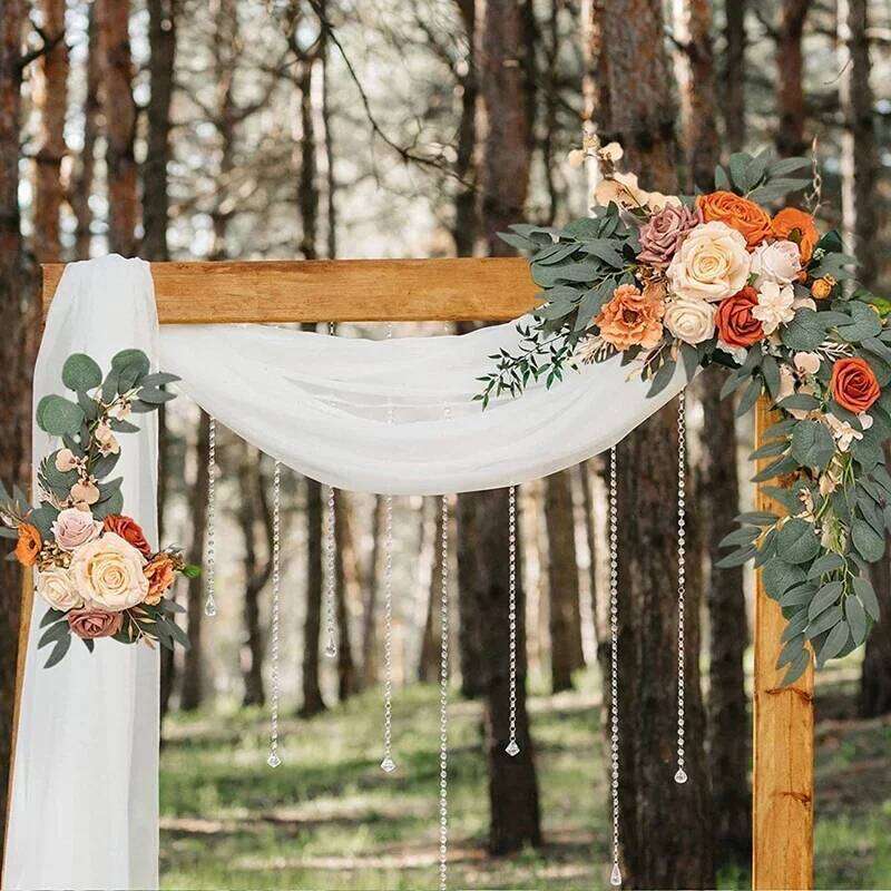 2 Pcs Artificial Arch Kit Wedding Flowers Garlands Silk Peony Flower Swag Welcome Sign Floral for Ceremony Party W260130