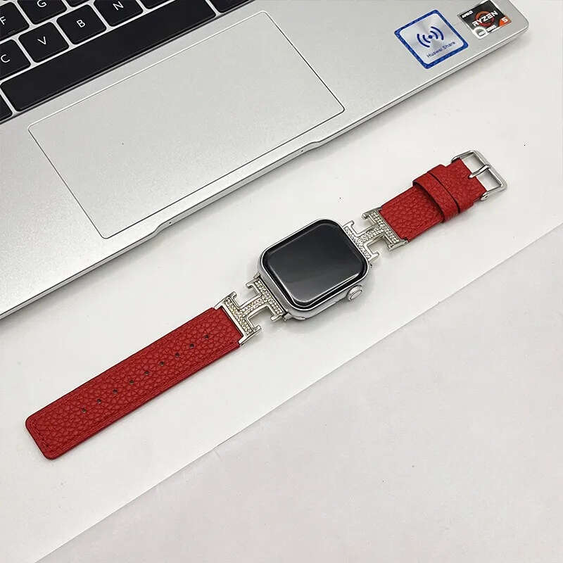Professional Leather Apple Watch Band with Metal Detail Compatible with iWatch Series 4 5 6 7 8 9 10 38mm 40mm 41mm 42mm 44mm 45mm 46mm 49mm