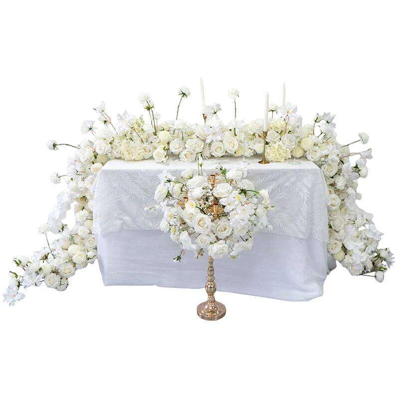 Luxury Wedding White Rose Orchid Row Runner Arrangement Banquet Event Decor Table Flower Ball Party Props show Floral W260130
