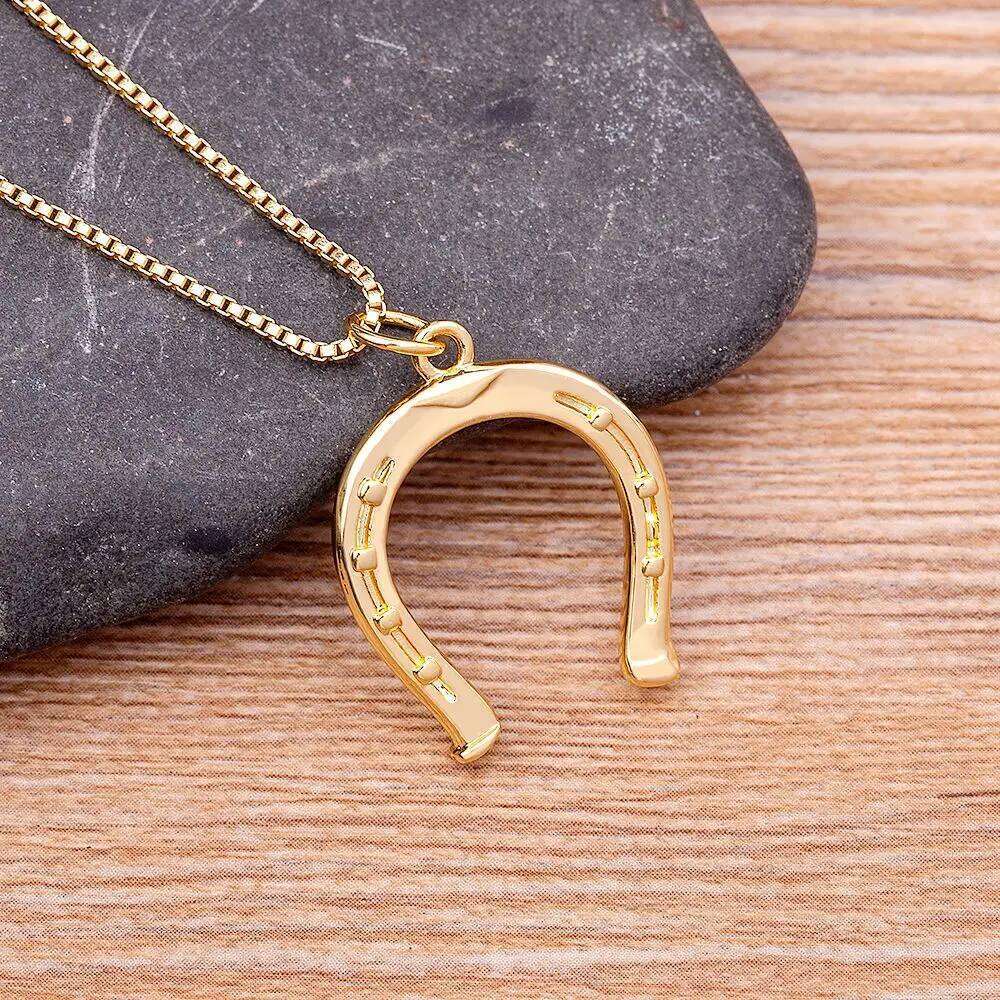 Ins Popular Fashion Classic Horseshoe Pendant Necklace Lucky Cute U Shaped Women Wedding Collier Gift Special Jewelry
