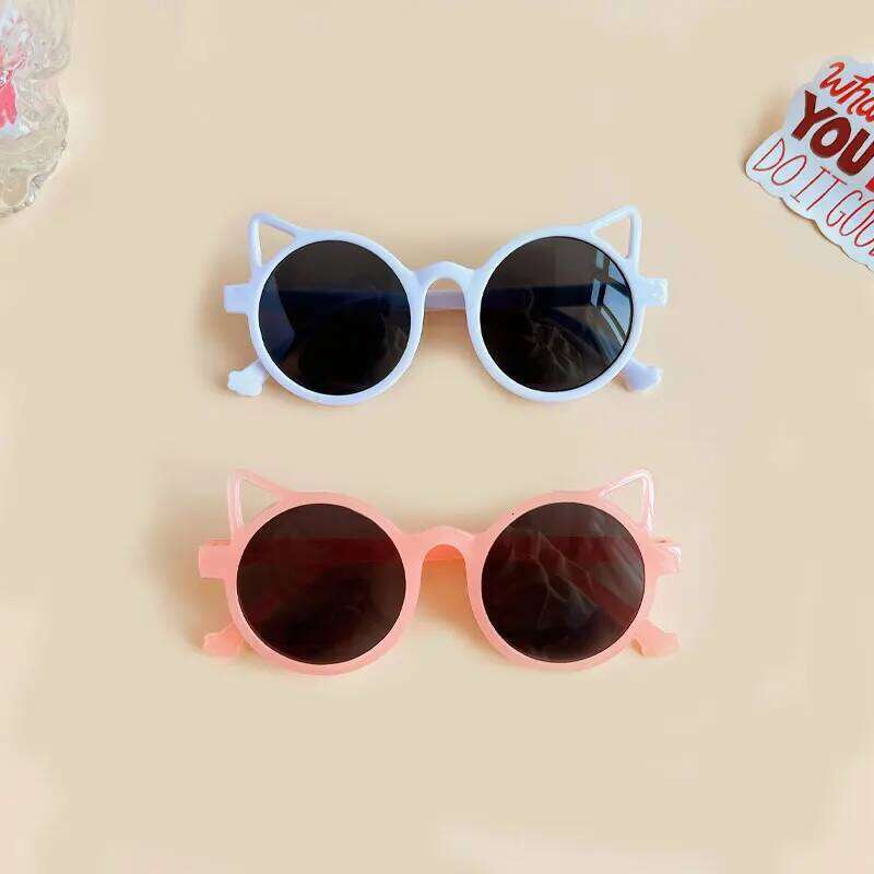 New Girls Cute Cat Ears Outdoor Sun Children Fashion Vintage Classic Sunglasses Protection Kids H260130