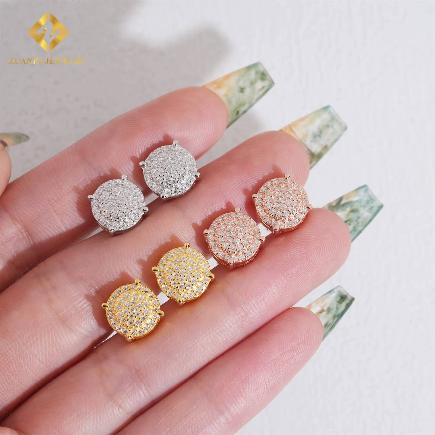 Wholesale Price Fashion Women VVS Moissanite Earrings Fine Jewelry 925 Sterling Silver Fully Iced Out Stud Earring