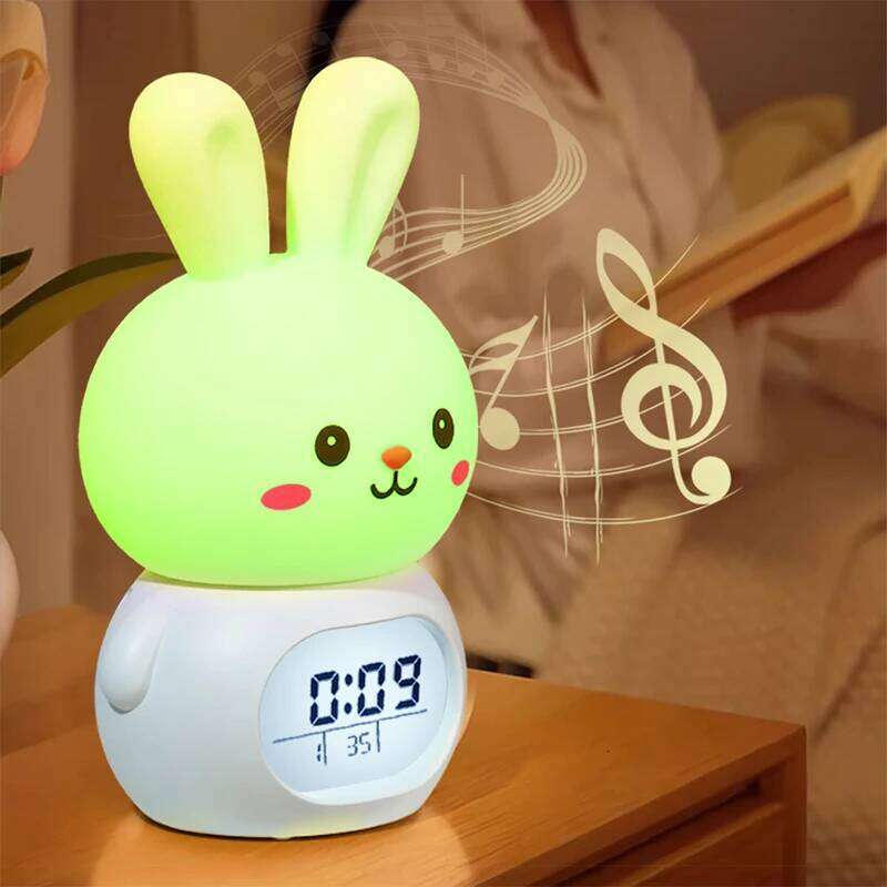 Patting Night Light Alarm Cute Rabbit Multiple MusicBedroom RGB Colorful Pet Clock Student Countdown W260130
