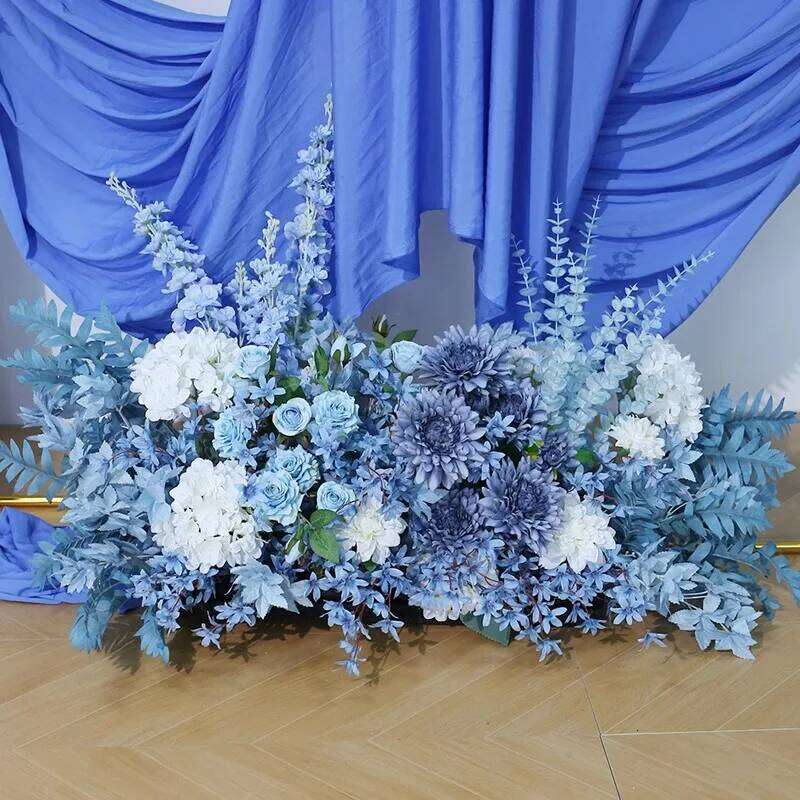 Blue wedding Artificial hydrangea Rose Hang flowers floor flower Row Backdrop decoration Scene Road Lead Flower Ball prop W260130