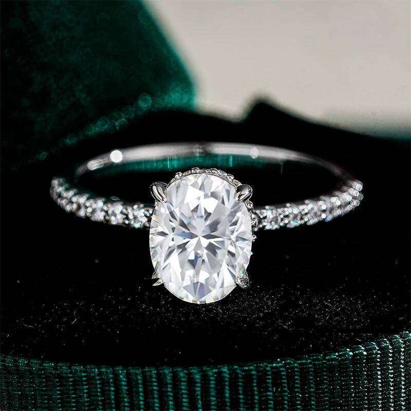 NeeTim 1ct 2ct 3ct Oval Cut Moissanite Rings for Women 925 Sterling Silver Lab Diamond Wedding Engagement Ring Gemstone Band XJ260130
