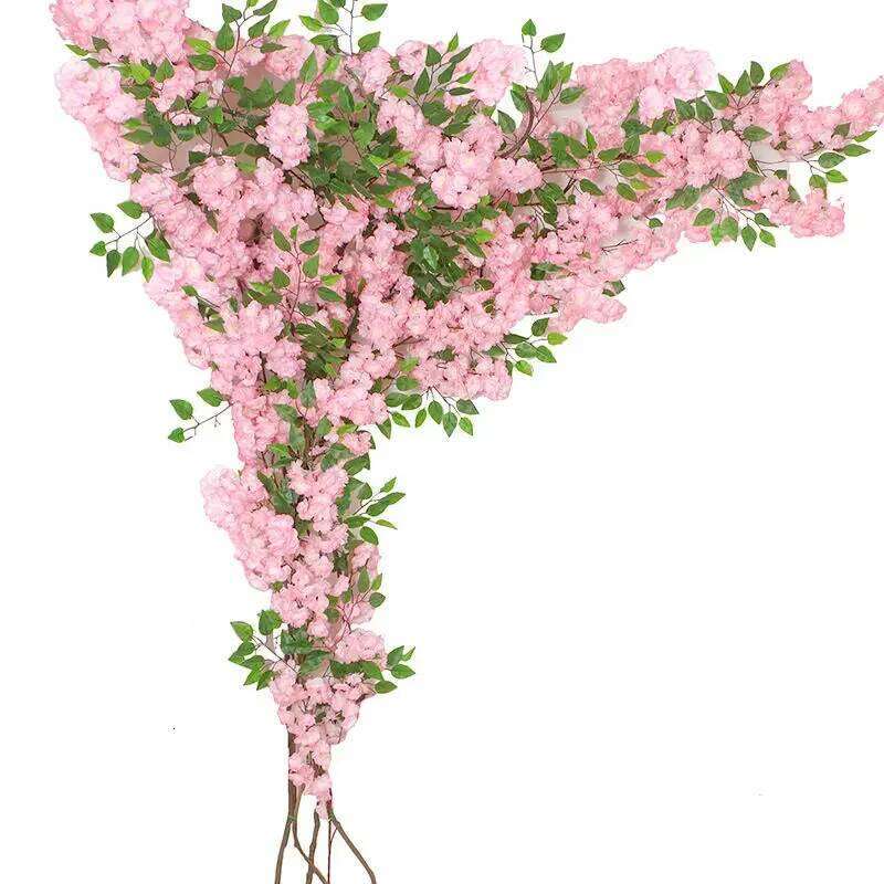 Artificial Cherry Tree Rattan Silk Wedding Background, Wall Flower, Home Decoration W260130