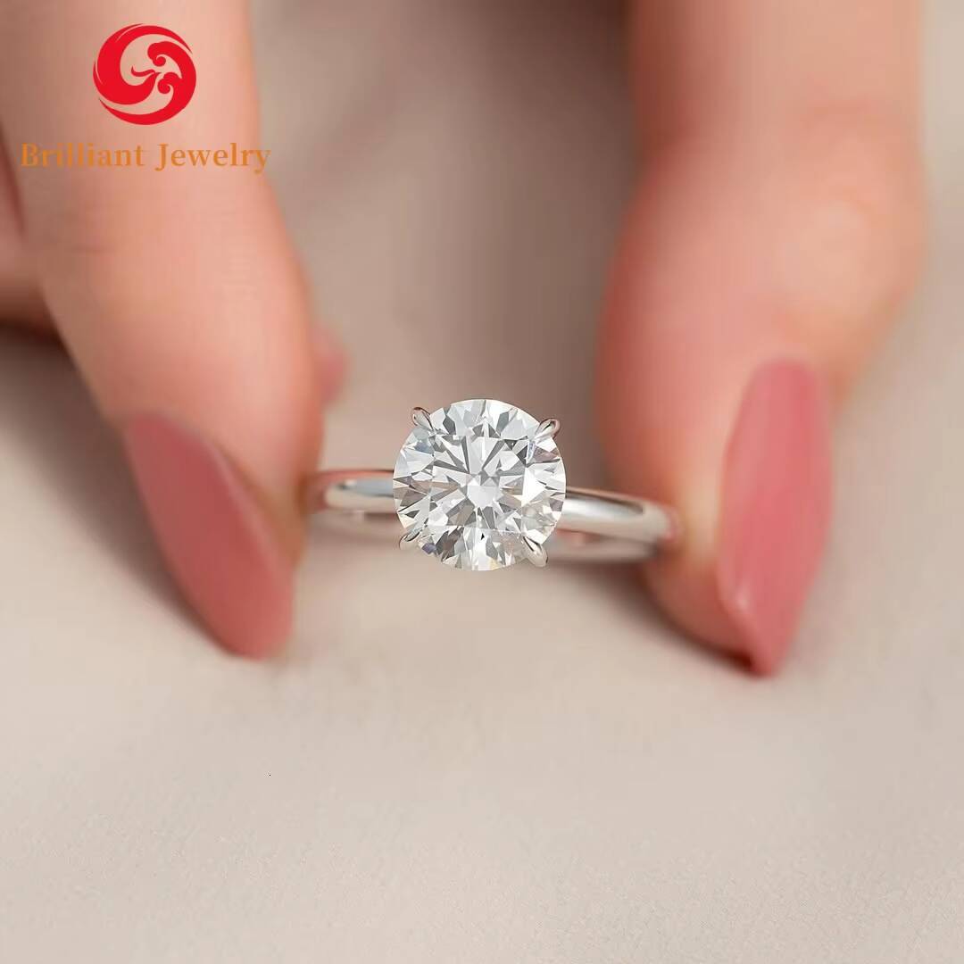 10K White Gold 4 Prong Solitaire Ring Round Brilliant Cut 1CT 15CT IGI CVD Lab Created Diamond Gold Engagement Ring Jewelry