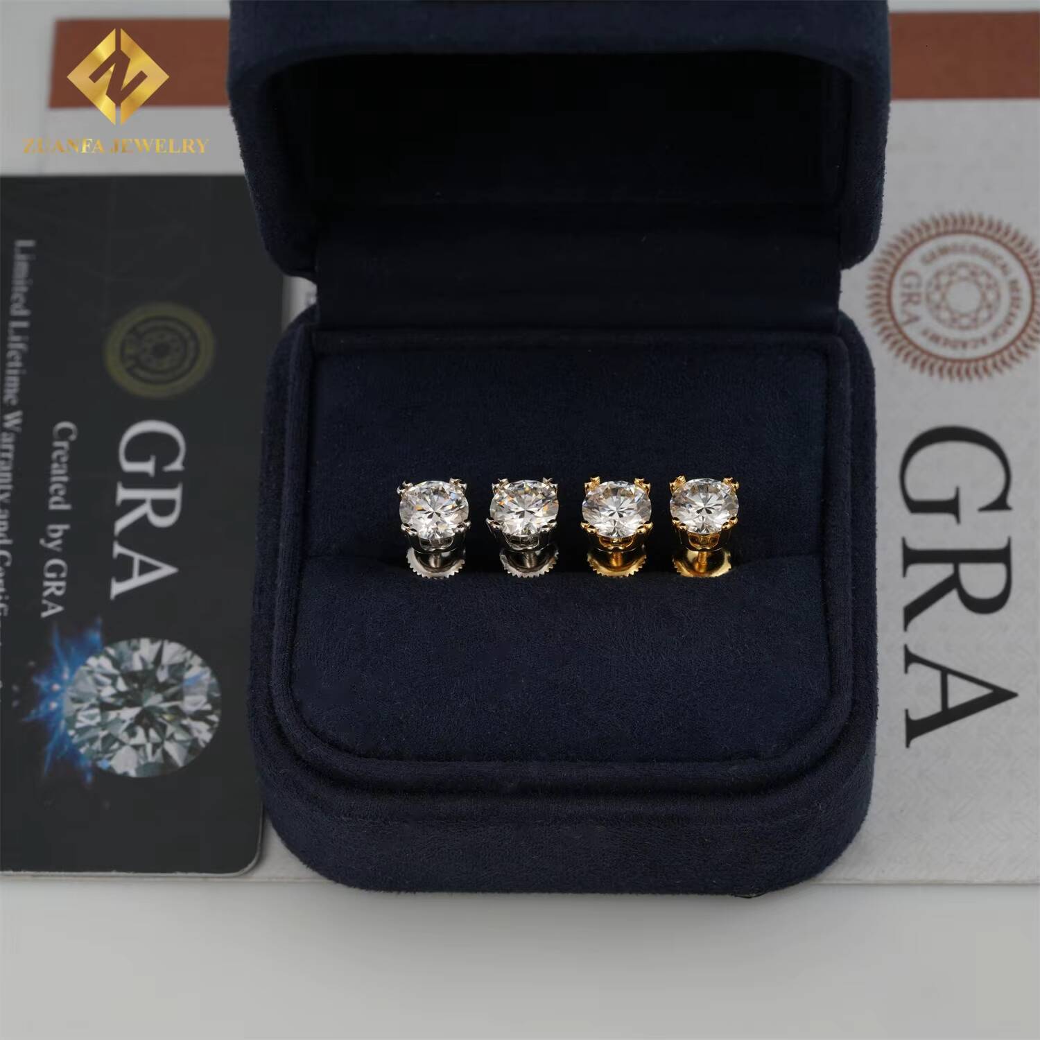 925 Sterling Silver Luxury Women Men VVS Moissanite Ear Stud 5mm 6mm 7mm 4 Prong Diamond Stud Earrings Pass Diamond Tester