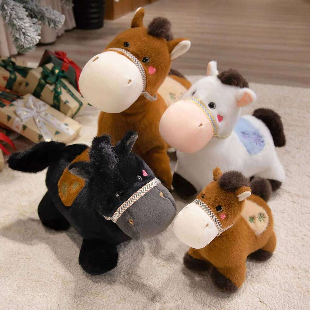 23cm Cute Horse Plush Toy Adorable New Year Lucky Mascot Soft Stuffed Pony Kawaii Zodiac Animal Birthday Xmas Gift for Kids Y260128