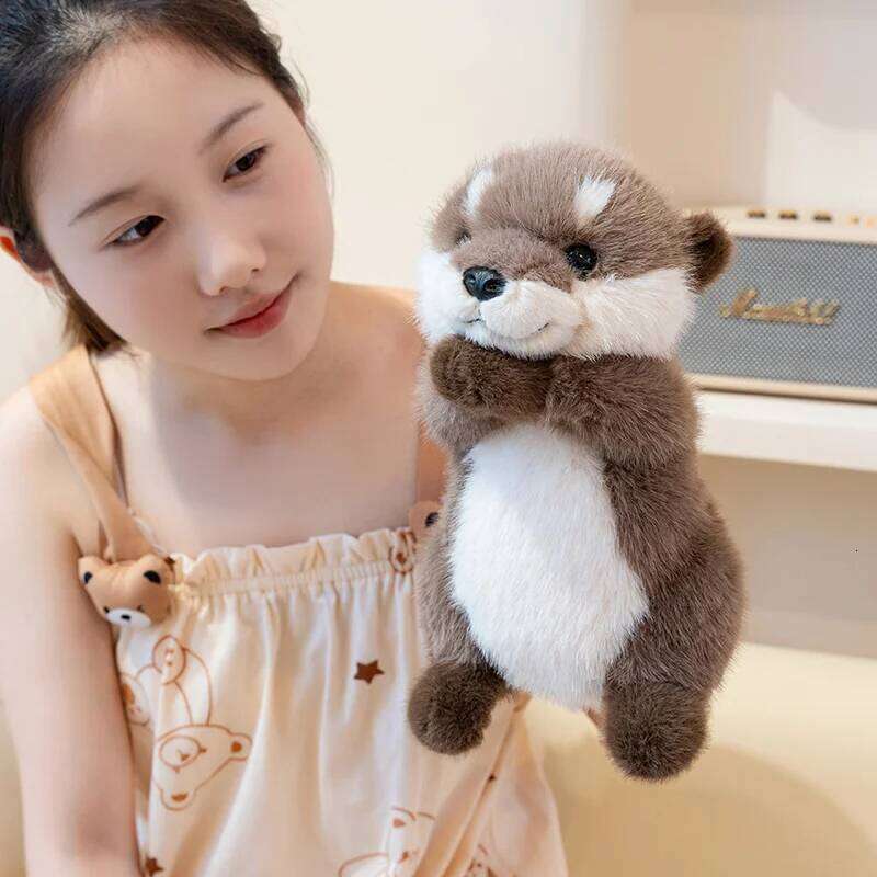 Hugging Plush Fluffy Cozy Magnetic Animal Cute Well-behaved Baby Otter Doll Funny Children Toys Nice Gift Y260128