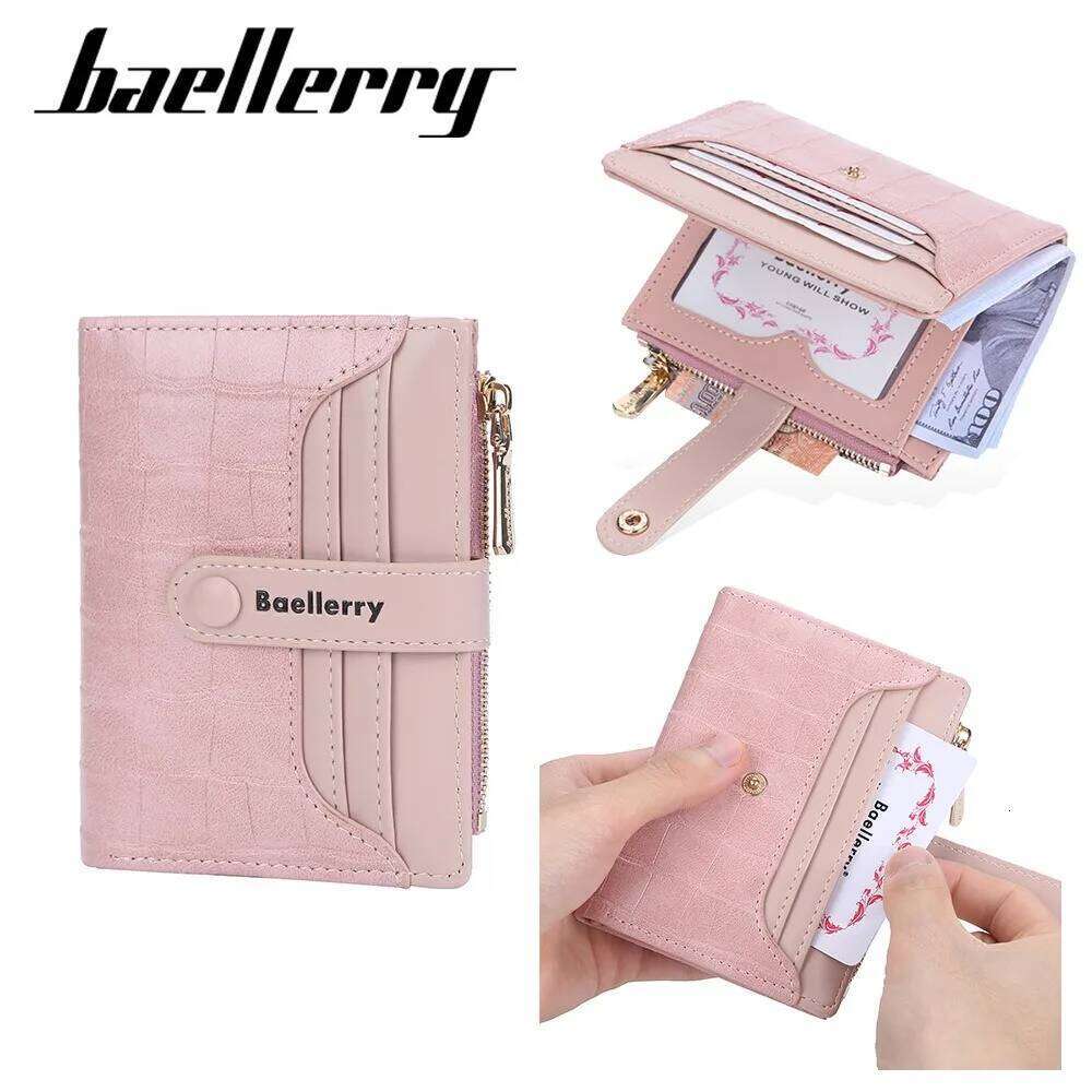 Compact Baellerry Women Wallet Short with RFID Shield 4 Card Slots, Zipper Closure - Christmas Stocking Stuffer Z260130