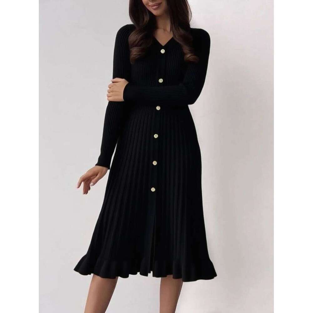 Cardigan for Women, Designed with a Lazy Style Sweater Black Slim-Fit V-Neck Design Elegant Autumn Winter Young Dress, Basic Versatile Urban Workwear,