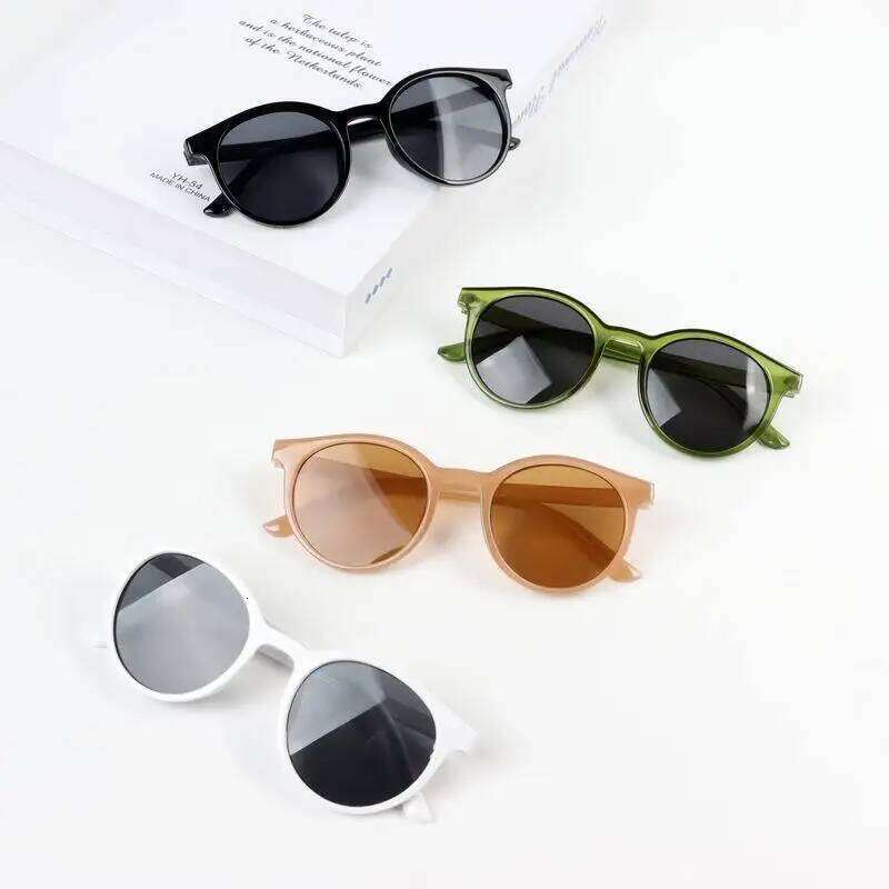 Korean Style Children Sunglasses Trendy Round Frame Kids Glasses Tinted Lens Fashion Personality UV400 Small Sun Shades H260130