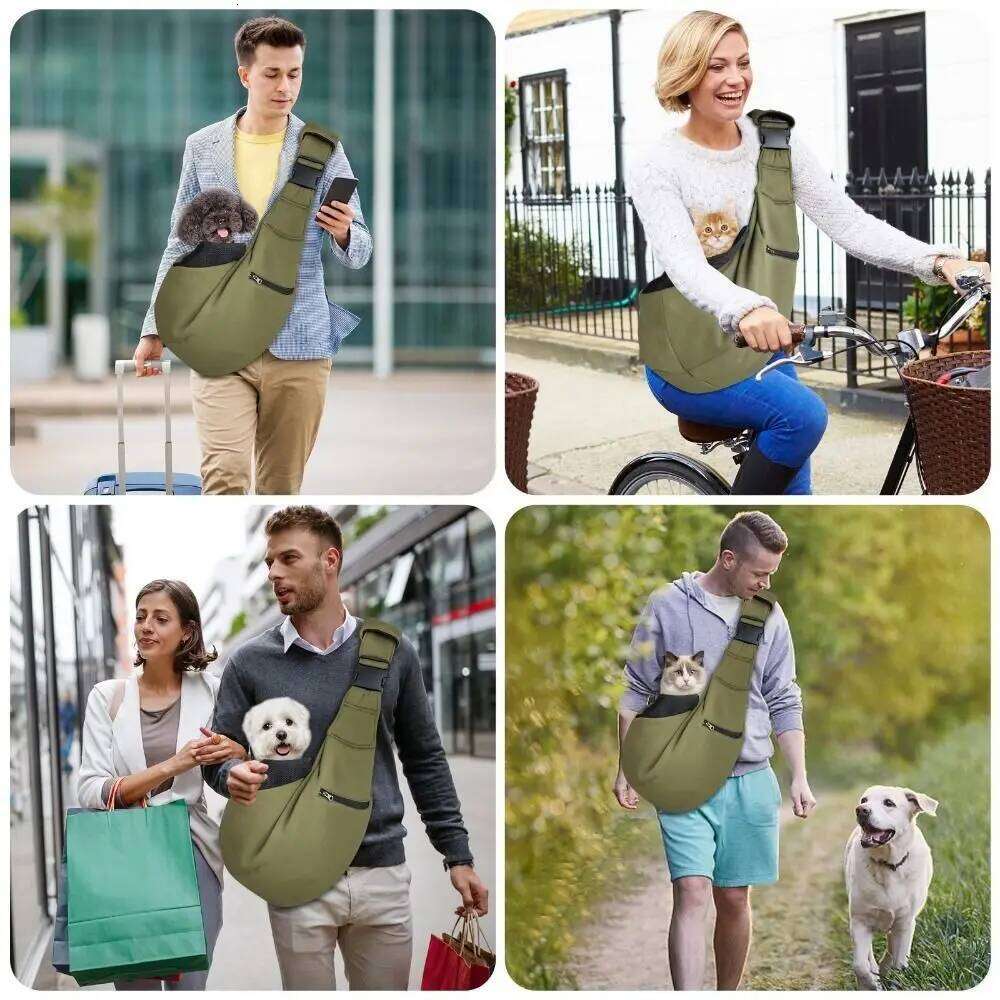 Double Sided Carrier Bags Adjustable Strap Hand Free Pet Messenger with Safety Harness Breathable Cat Crossbody Bag 26H0130