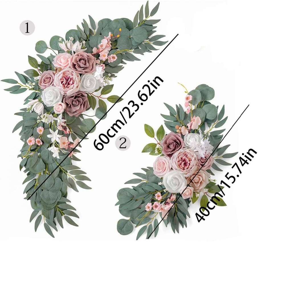 2pcs Arch Decoration Flowers Home Decor Artificial Rose Flower Wreaths Set for Outdoor Wedding Welcome Signs Decorations W260130