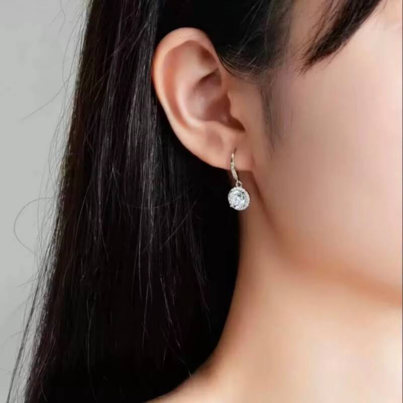 Fine Womens Round Brilliant Cut Lab Grown Diamond Dangle Earrings 18K Solid Gold 3g Wholesale
