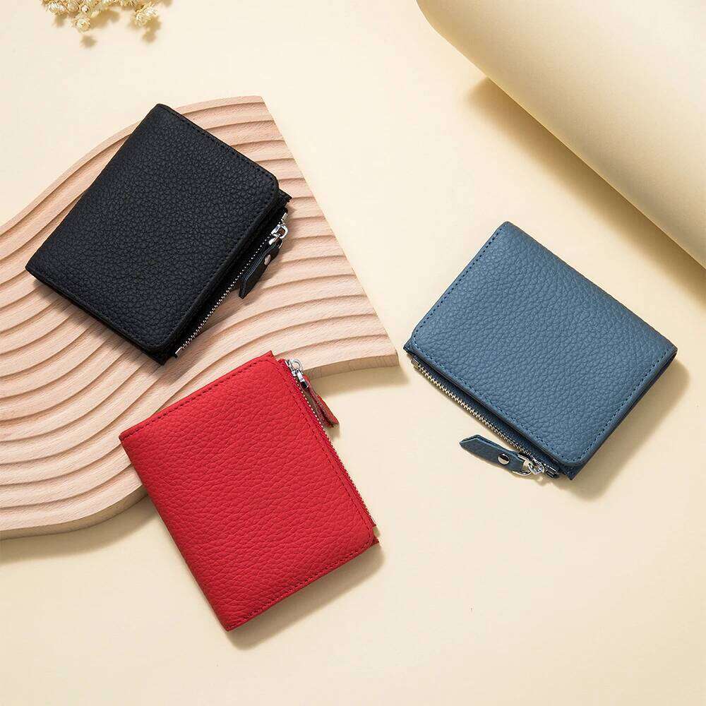 Genuine Leather Men Women Cute Short Wallet Luxury Solid Zipper Coin Purse rfid Bank Holder Slim Small Money Bag Z260130